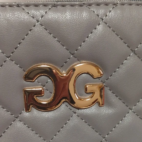 Gilda Paris Large Quilted Tote Bag Grey Vegan Leather and Gold Accents - Picture 6 of 8